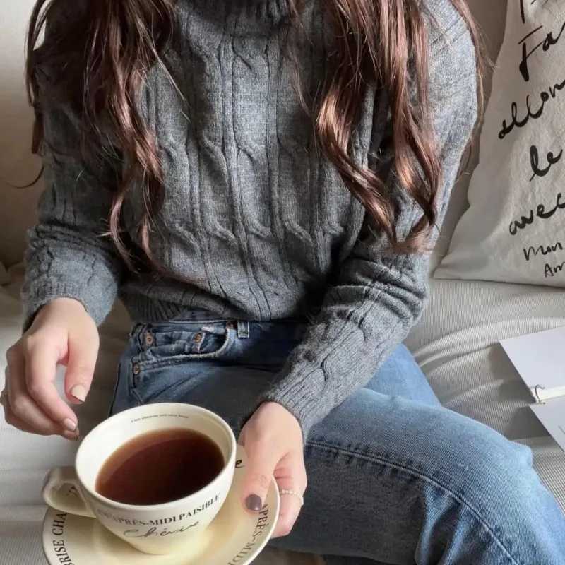 Korean Instagrams Same Retro French Colored Coffee Cup and Plate Breakfast Cup Ceramic Dining Plate 350ml Y241214