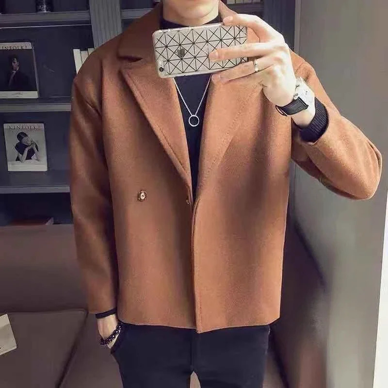 Casual mens Coats short and sales deals clothing fashion Korean reviews many fashionable mens wool and blended jackets 241211
