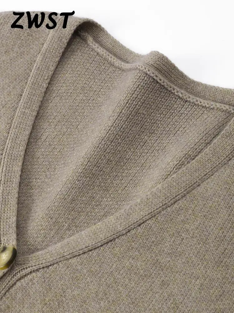 Knit Cardigan Women Autumn Gentle Solid Long Sleeve Single Breasted Female Sweaters Vneek Pocket All Match Lady Knitwear 2024 241214