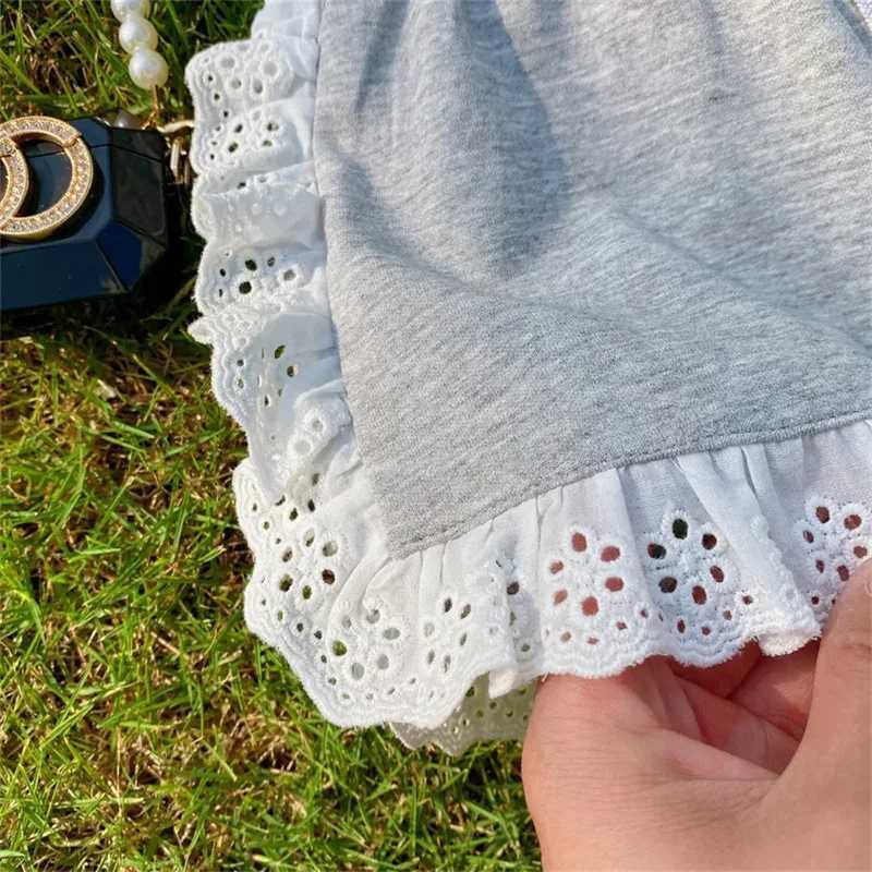 Clothing Sets Summer Clothes For Baby Girls Lace Patchwork T-Shirts And Shorts 2 Pieces Suit Kid Fashion Top Bottom Outfits Tracksuits H241214