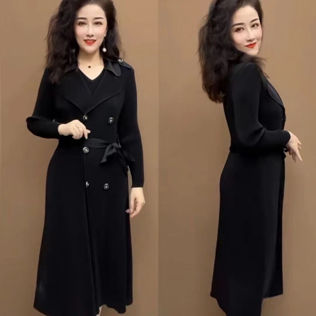 D791 Retro Sleeveless Knitted Vest Dress Women's Summer High-Level Slim Waist Slim Fit Long Skirt