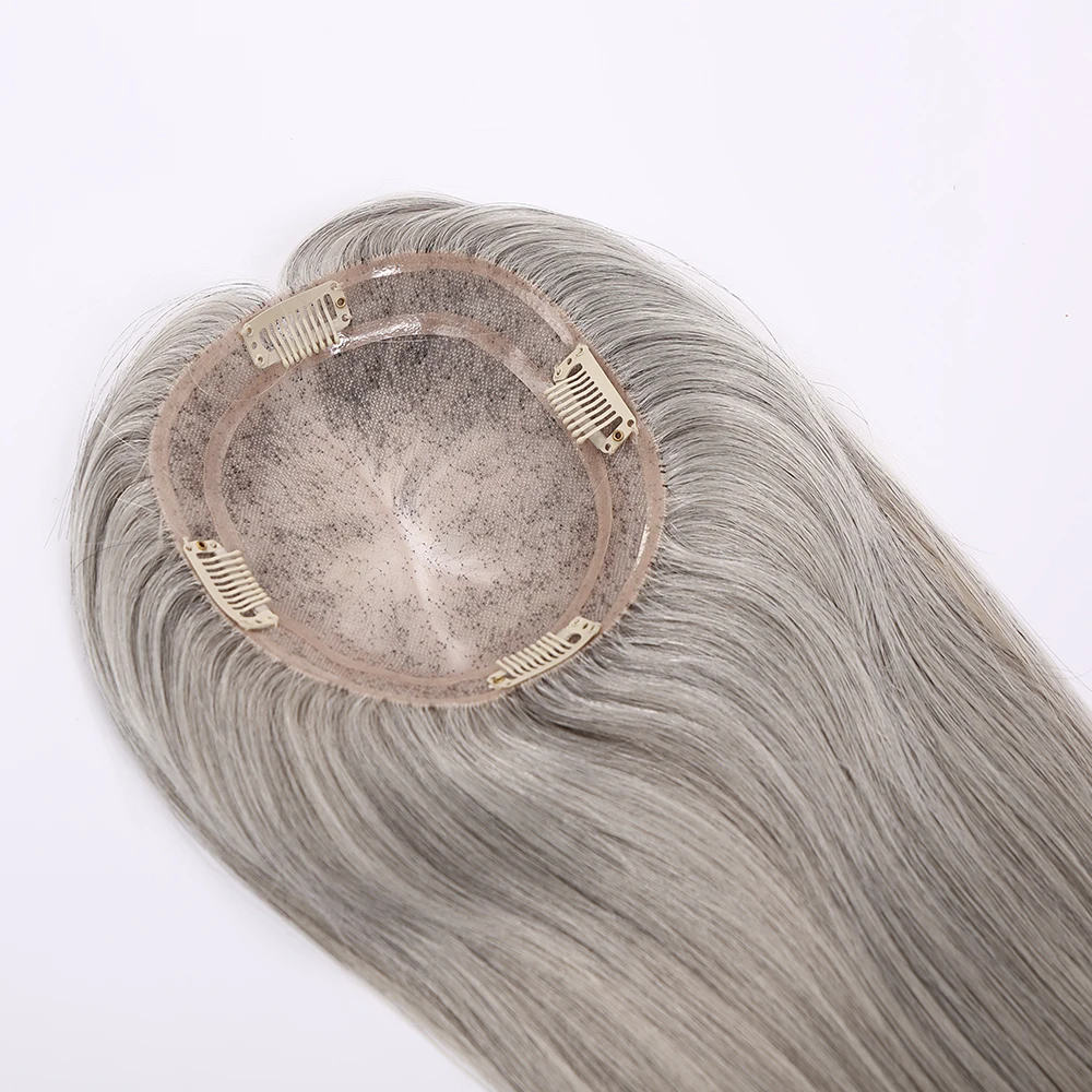 5.5x6Inch Wholesale Human Hair Toupee Handmade Mono Virgin Hair Toupee For Women 1B Gray Ombre Color custom 13day about