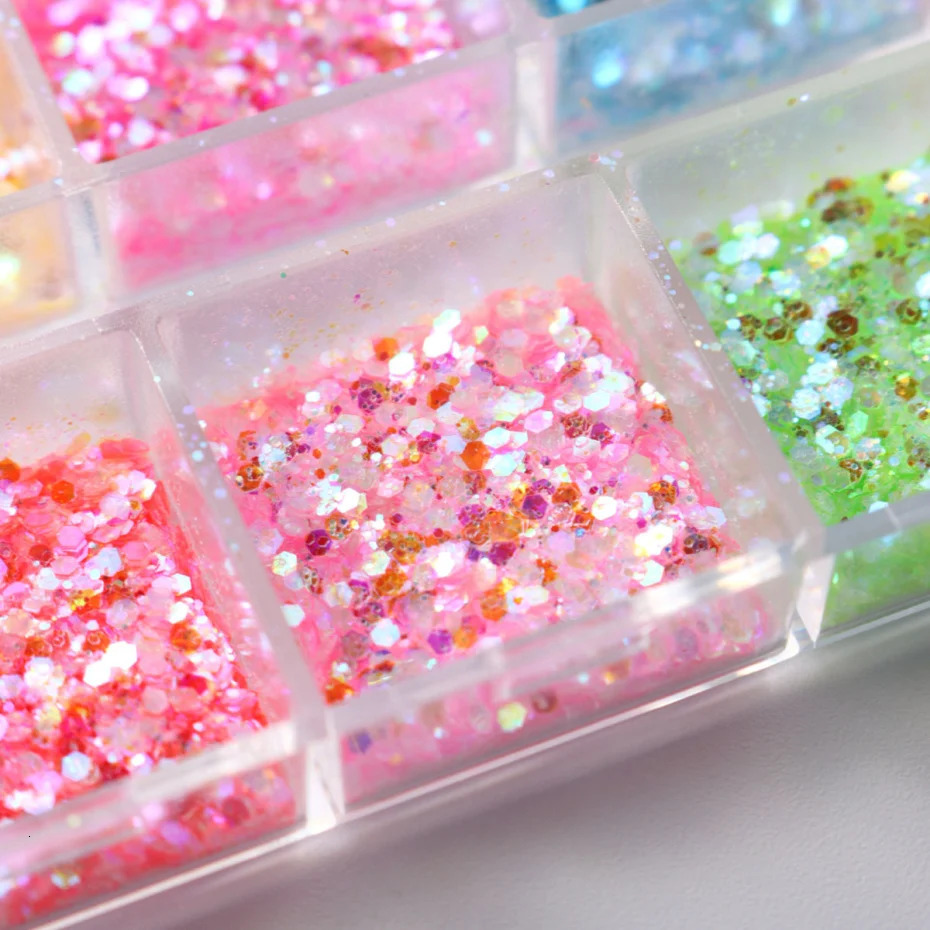 Sparkly Mermaid Nail Glitter Powder Sequins Crystal Mirror Hexagon Chrome Flakes Art Decoration Summer Manicure Supplies 241213