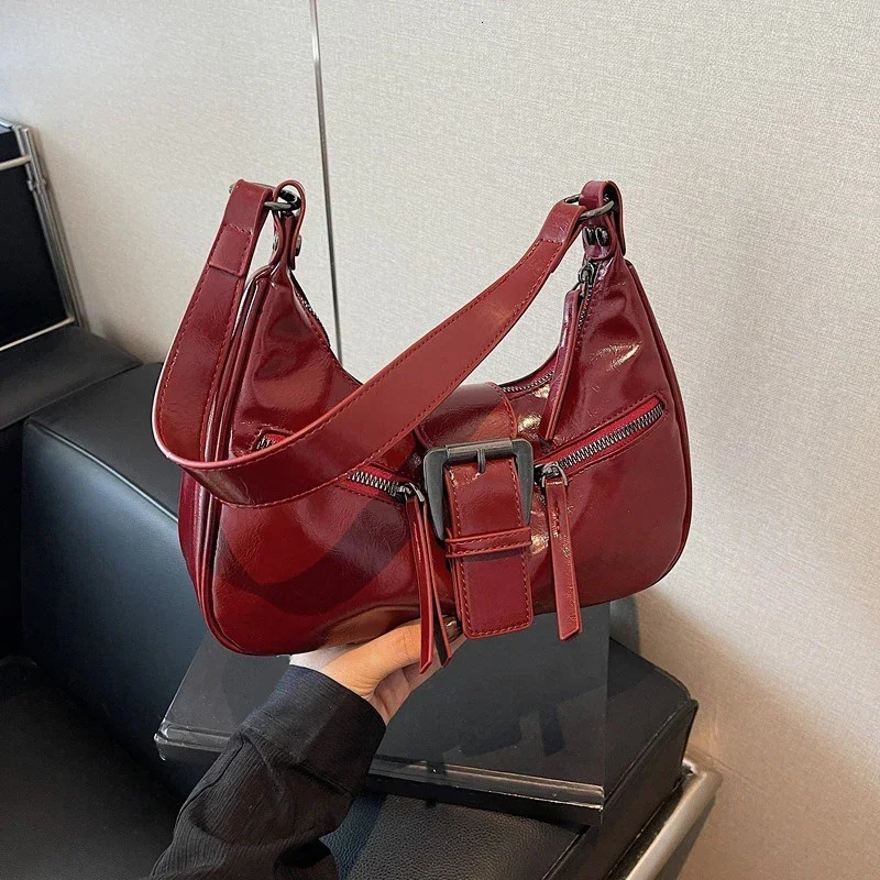 Y2K Small Retro Womens Underwear Cross Bag Retro Belt PU Leather Shoulder Bag Womens Fashion Handbag 241213