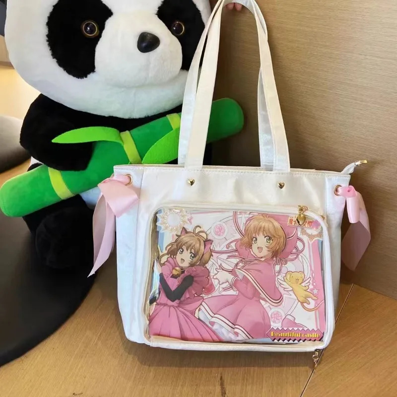 Xiuya Silver Womens Shoulder Bag Lolita Jk Large Capacity Japanese Style Handbag Fashion Harajuku Womens Transparent Handbag 241212