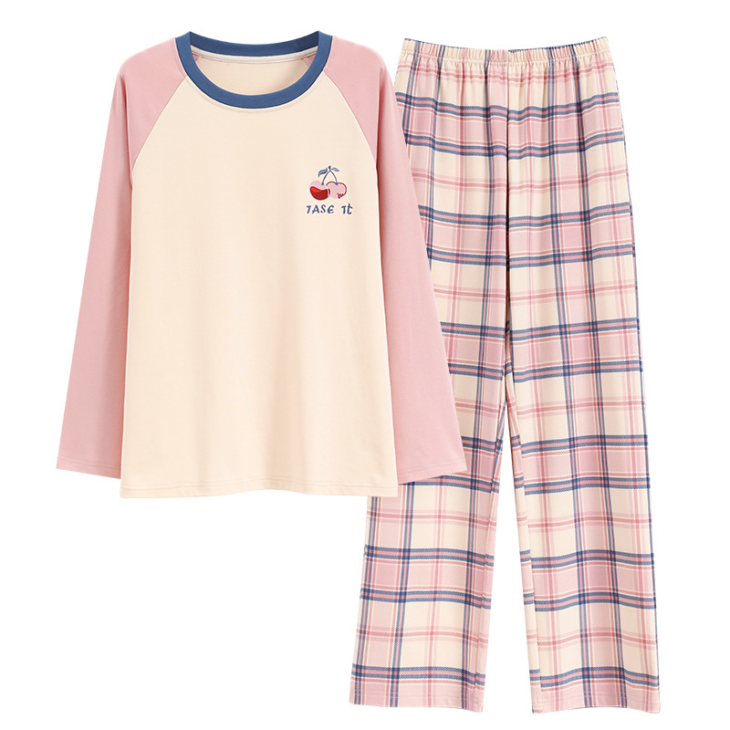 Z9-Autumn Pajamas Women Spring and Autumn Set Korean Style Loose Long Sleeve Pants Cute Girls Round Neck Pullover Home Clothes Ladies