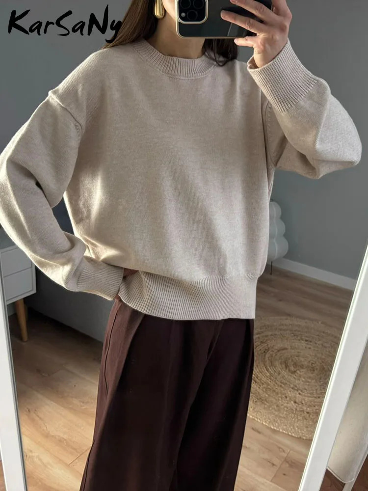 Thick bottom womens sweater 2024 autumn oversized royal blue knitted loose zipper warm Oneck jumper 241211