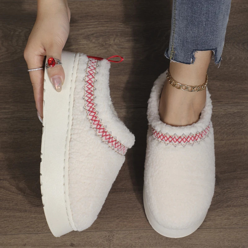 Winter Warm Flat Fur Slippers Women Fluffy Furry Home Slides Woman Comfort Non Slip Indoor Floor Cotton Shoes Snow Boots 241214