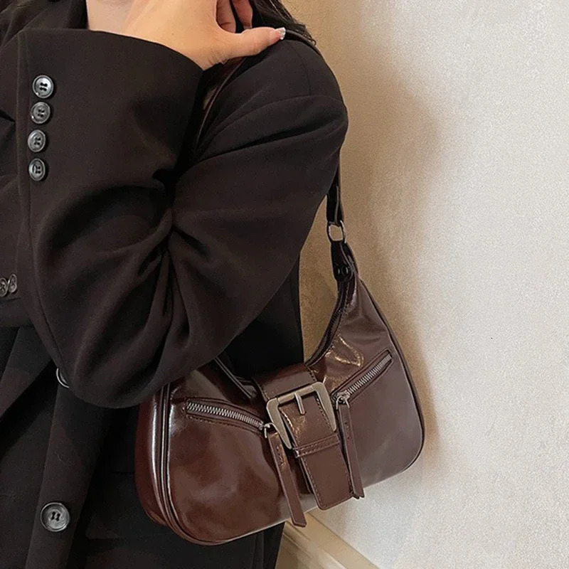 Y2K Small Retro Womens Underwear Cross Bag Retro Belt PU Leather Shoulder Bag Womens Fashion Handbag 241213
