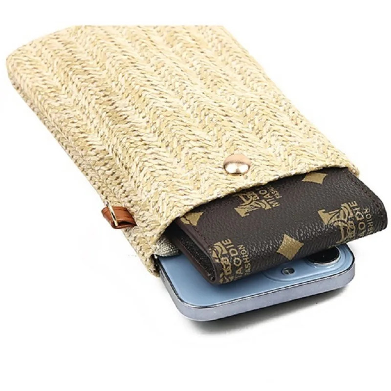 Fashion womens turf womens cross body messenger bag summer Bohemian beach latan shoulder bag small solid phone coin wallet 241213