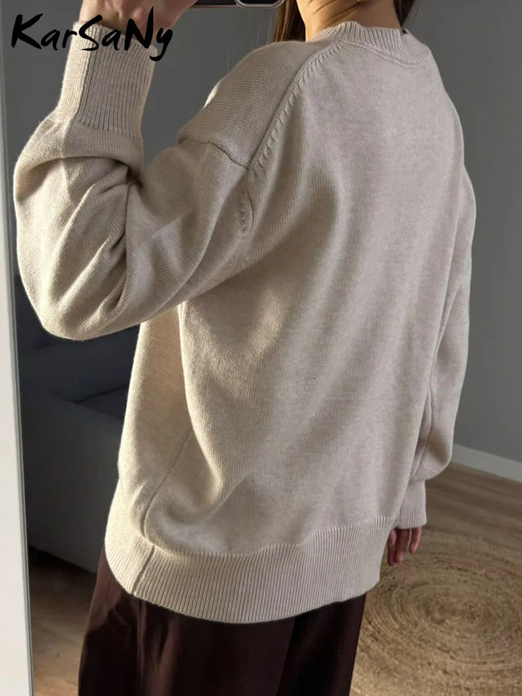 Thick bottom womens sweater 2024 autumn oversized royal blue knitted loose zipper warm Oneck jumper 241211