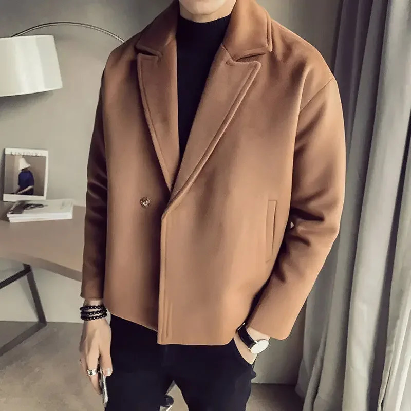 Casual mens Coats short and sales deals clothing fashion Korean reviews many fashionable mens wool and blended jackets 241211