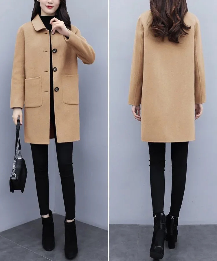 Medium-length Woolen Jacket For Women Autumn/winter Style Loose Fit Clothing Slimming Age-reducing Overcoat 241214