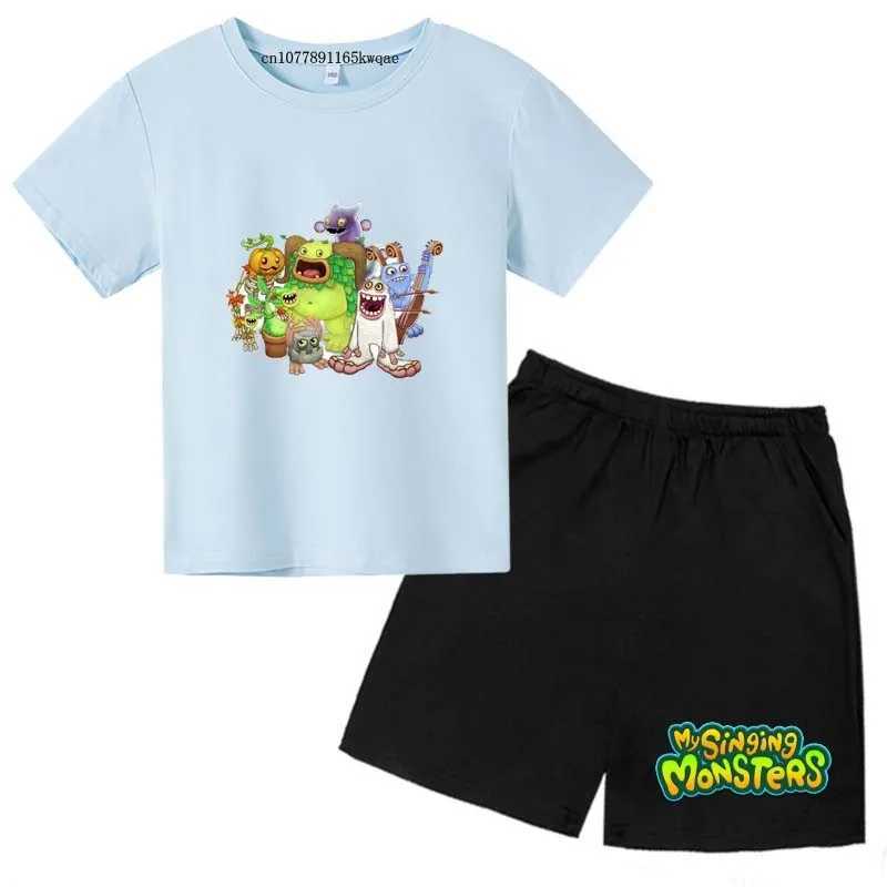 Clothing Sets My Singing Monsters Kids Summer Casual 2pcs T-shirts+Pants Suits 3-14 Years Boys Girls Cute Outfits Children Gift Clothes Sets H241214