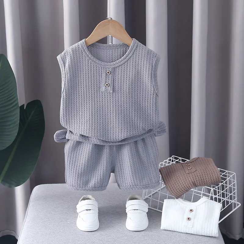 Clothing Sets New Fashion Children Boys Girls Bears Clothes Summer Baby O-Neck Vest Shorts 2Pcs/Set Infant Kids Cartoon Toddler Tracksuits H241214