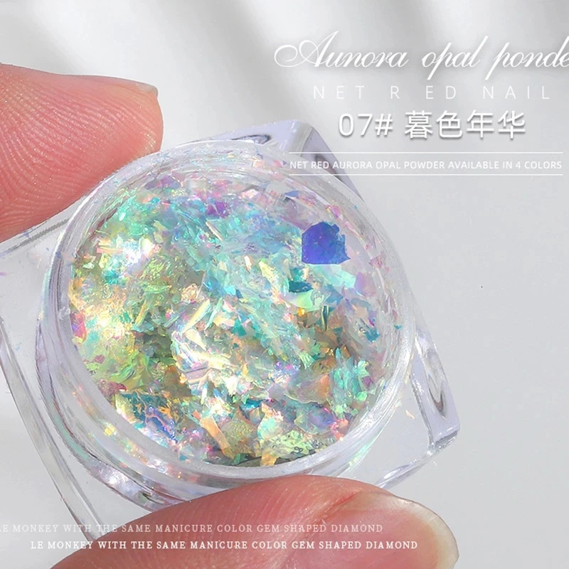 1 box of Aurora opal nail glitter gradient symphonic polarizer magic mirror mica powder DIY decoration 241213