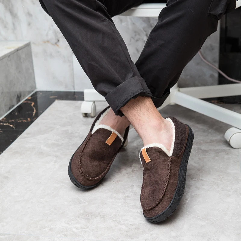 Winter Mens Slippers House Shoes Trend Warm Ankle Boots Man Cotton Male Felt Slipper Moccasin Room Footwear 241214