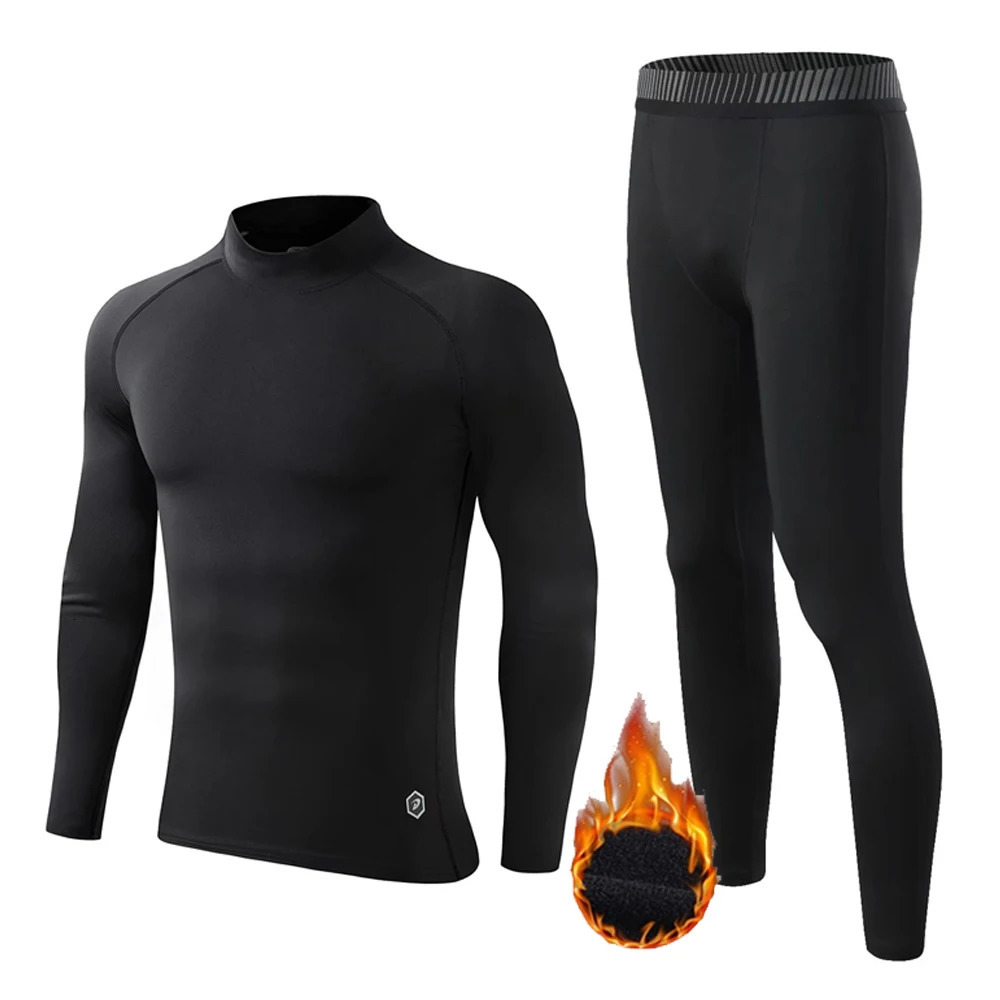 Winter Thermal Underwear Men Compression Long Sleeve Shirt Fleece Bottom Warm Sportswear Ski Base Layer Underwear Base Layer 241213
