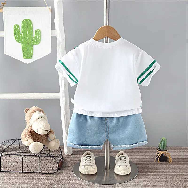 Clothing Sets Children Cotton Kids Boys Girl Clothes Summer With Bag Sport T-shirt Shorts 2Pcs/sets Infant Outfit Toddler Tracksuits 0-5 ages H241214
