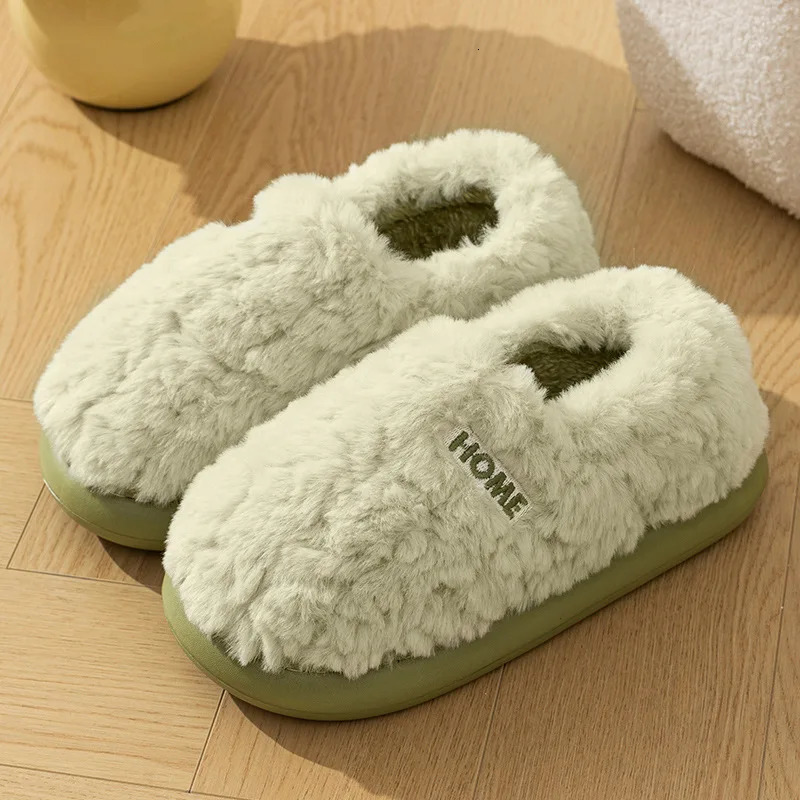 Winter Indoor Warm Fur Slippers Women Fluffy Furry Closed Toe Couple Woman Comfort Soft Sole House Slides Shoes 241214