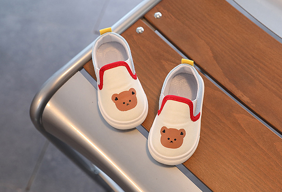 Rabbit Bear Pattern Kids Canvas Shoes Cartoon Soft Sole Sneakers Happysteps For Baby Girls Boys Non Slip Toddler children Casual Shoes Sizes 20-31