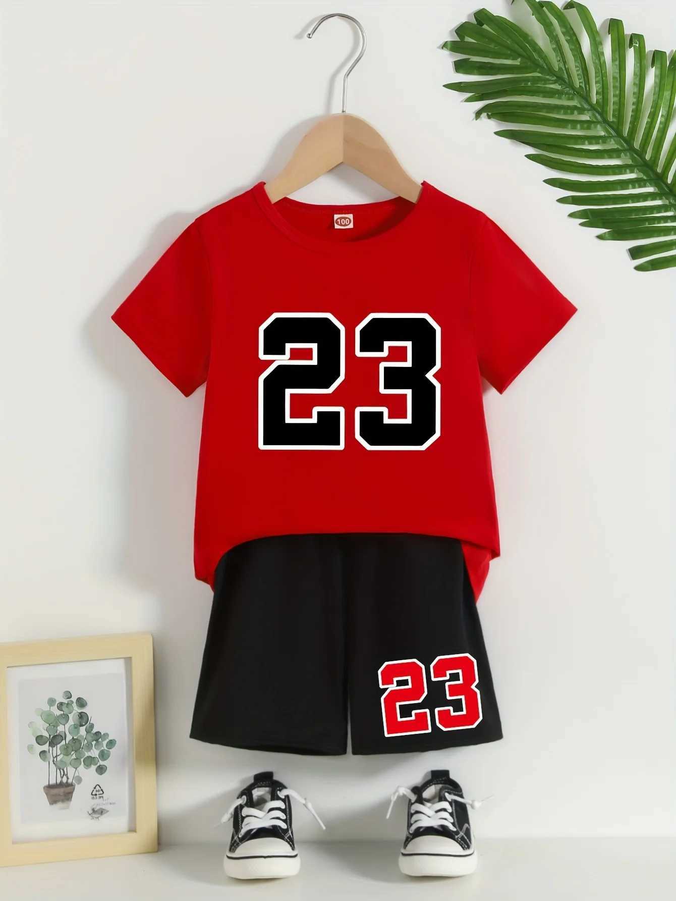 Clothing Sets Summer Kid Boy Girls Clothes Set Children Red 23 Printed T-Shirts And Shorts 2 Pieces Suit Baby Casual Top Bottom Tracksuits H241214