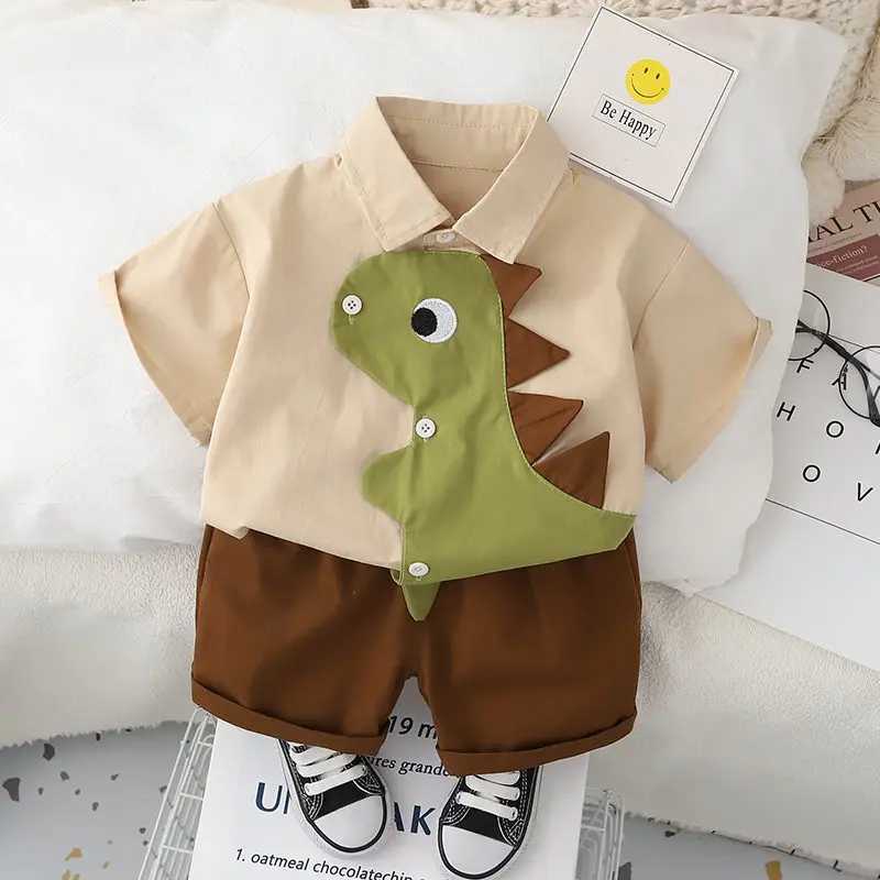 Clothing Sets Cotton Clothes Kids Boy Summer Children Patchwork Dinosaur Shirts Shorts 2Pcs/Set Fashion Toddler Tracksuits 1 2 3 4 5 Years H241214