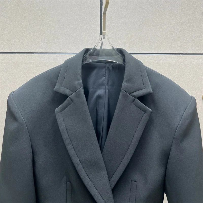 womens blazer winter in outerwears double breasted slim suit jacket High quality long sleeved top Womens coat 241209