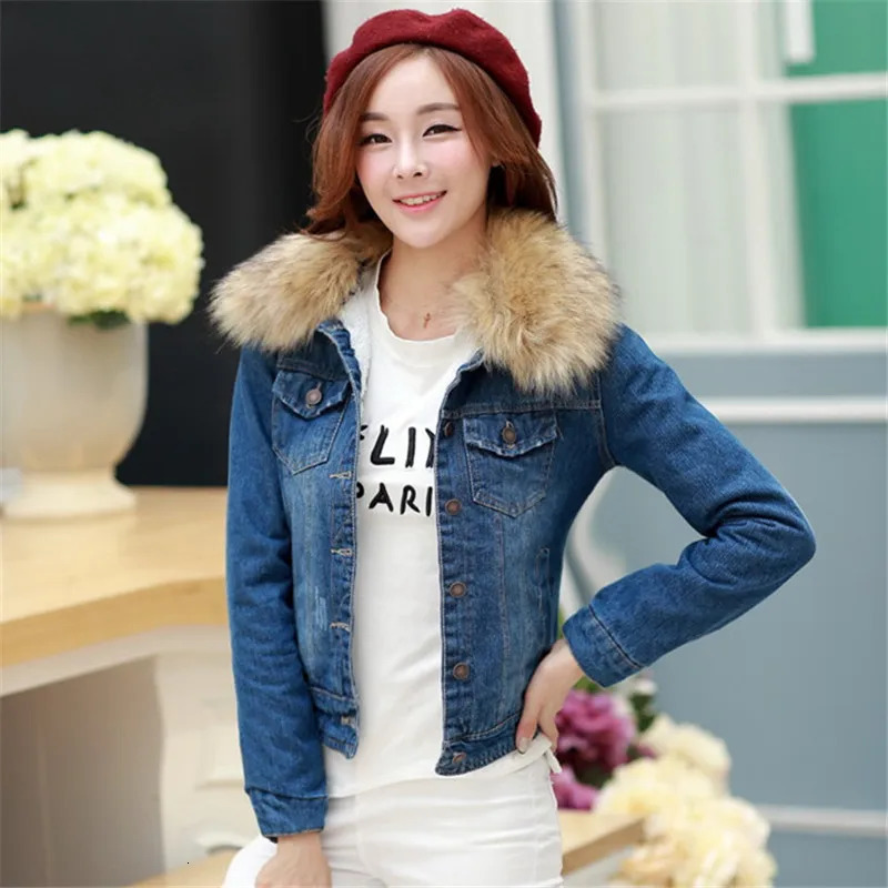 Womens autumn/winter denim jacket fur collar short basic jacket womens plus size 4XL denim jacket oversized jacket M25 241210