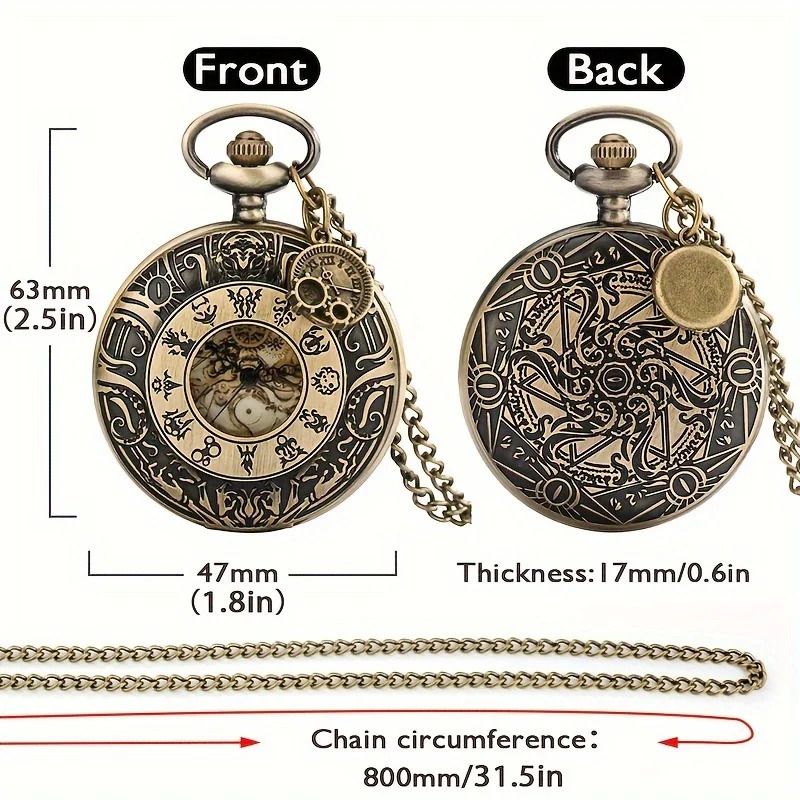 12 Quartz Watch Set Mens and Womens Fashion Matching Pocket Necklace 241212
