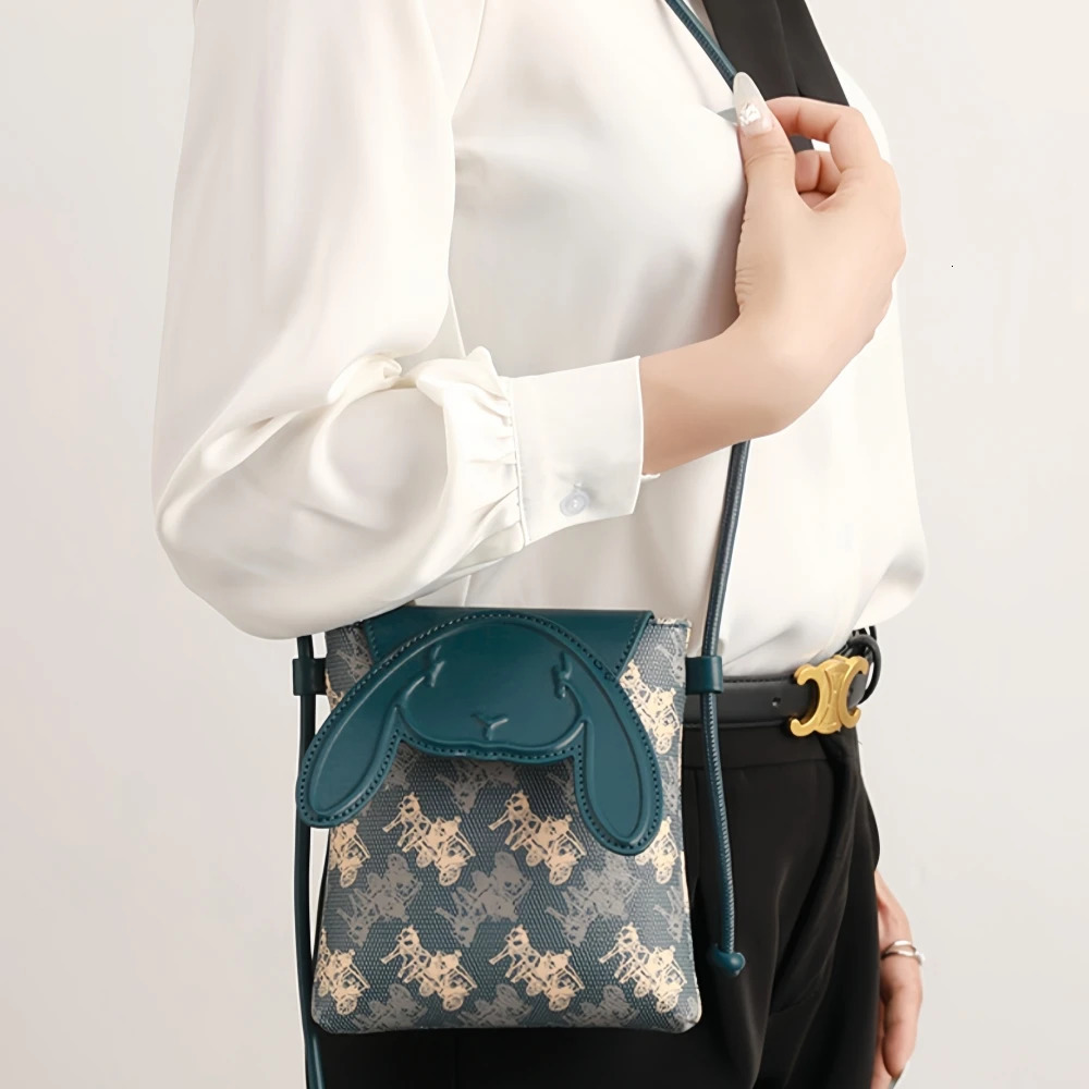 Mini leather printed ten font womens bag 2025 fashion mobile phone bag womens casual shoulder bag 241213