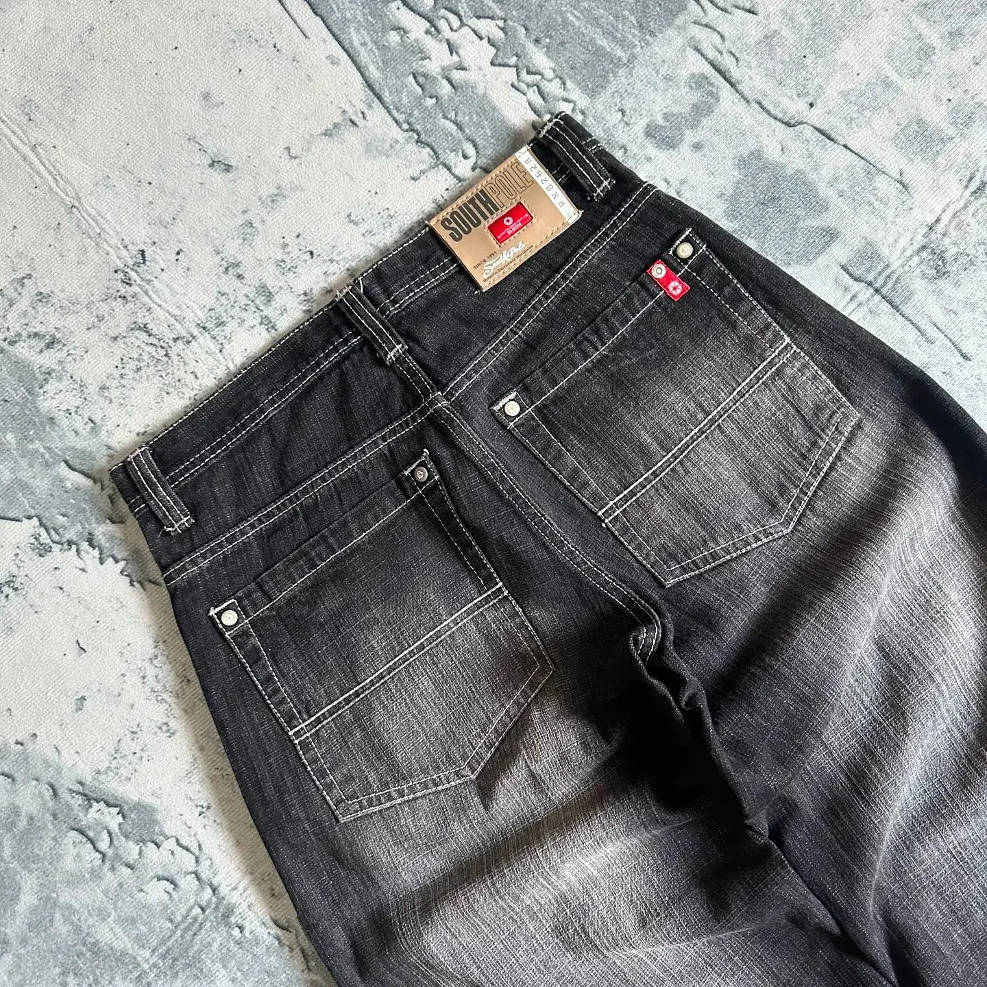 Y2K Southpole Streetwear Fashion Multipocket Washed Baggy Jeans Men Women Hiphop Casual Gothic High Waist Wide Trouser 241214