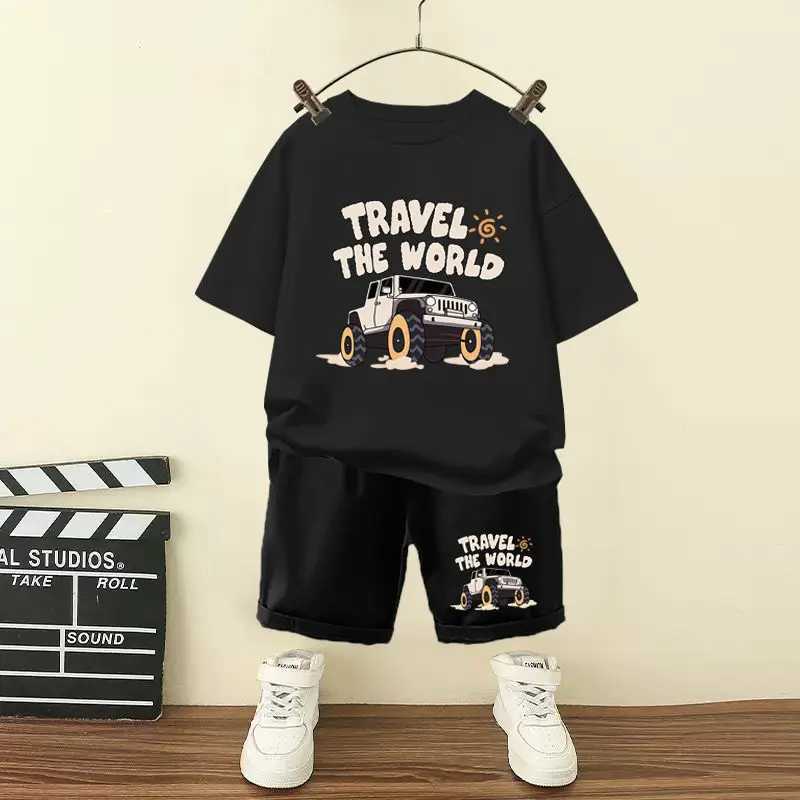 Clothing Sets Summer Baby Boy Clothes Set Children Girls Letter Jeep Printed T-shirts and Shorts Suit Kid Short Sleeve Top Bottom 2pcs Outfits H241214