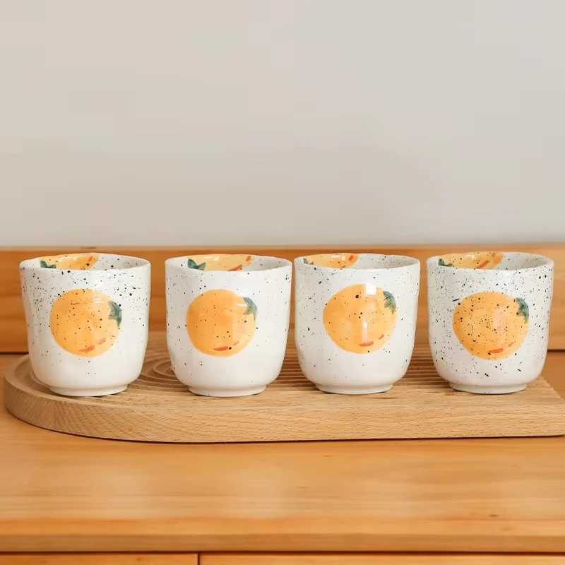 Japanese style hand-painted ceramic kettle water cup large capacity household cute fruit pattern flower tea set Y241214