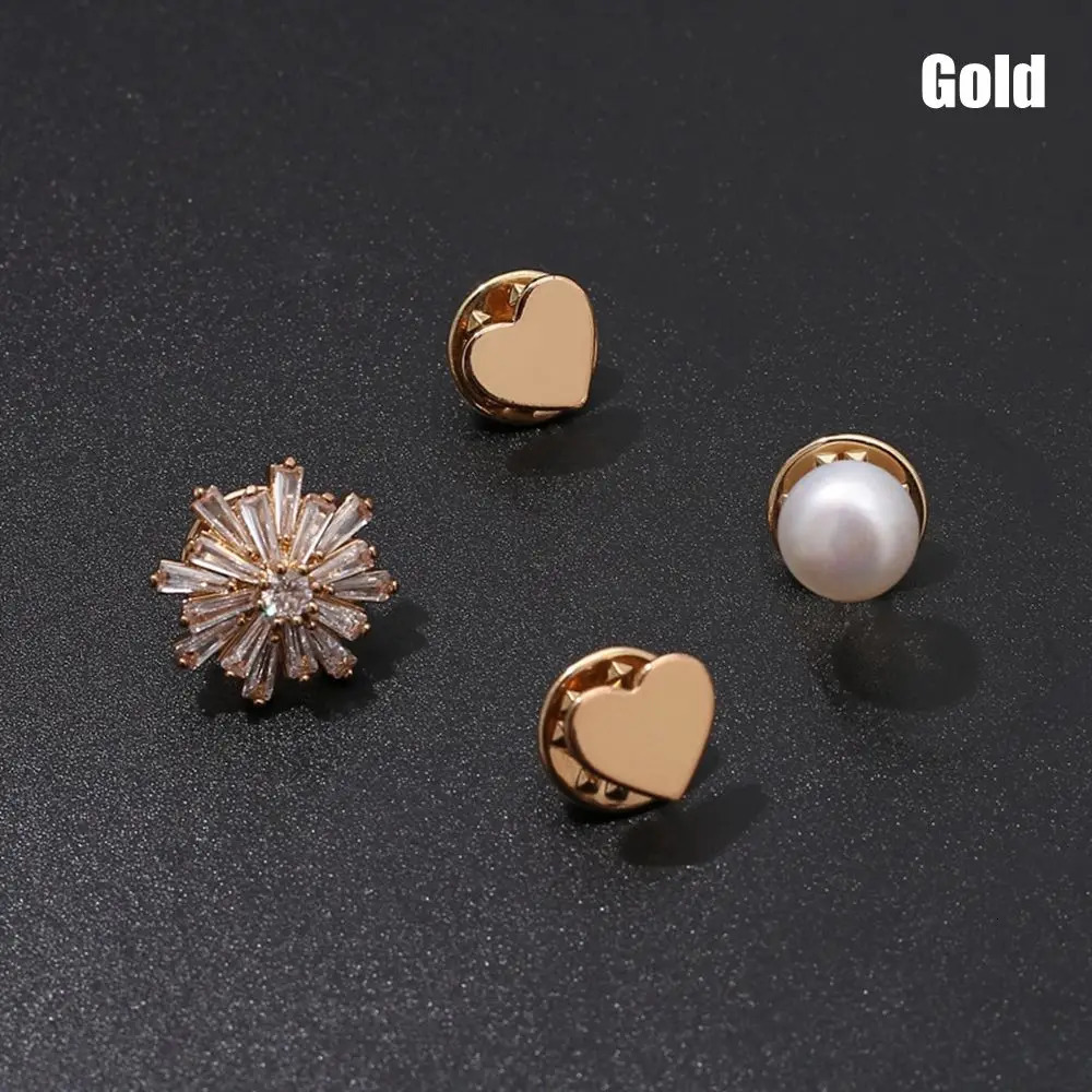 Golden Charm Accessories Pearl Style Decorative Brooch Open Collar Pin Anti Expre Necklace Buckle Heart shaped 241210