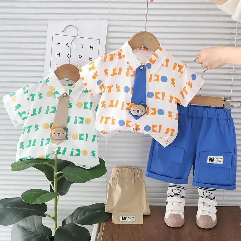 Clothing Sets New Children Casual Clothes Suit Summer Boys Girls Printe Letters Shirt Shorts 2Pcs/Set Kids Toddler Clothing Infant 0-5 Years H241214