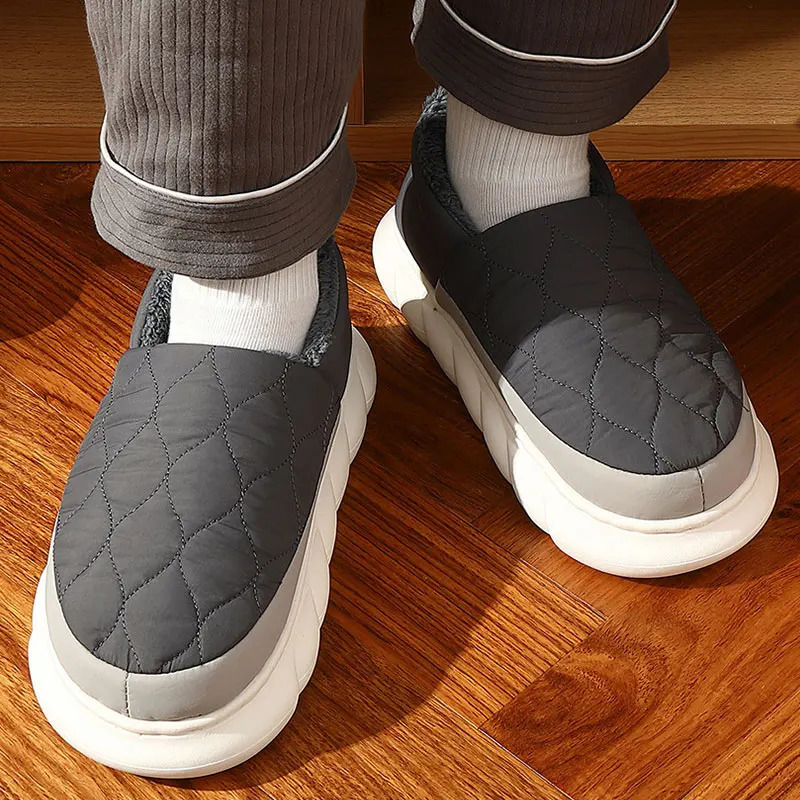 Bebealy Winter Men Shoes Short Plush Slippers Outdoor Fur Nonslip House Casual Fuzzy Soft Cozy Women 241214
