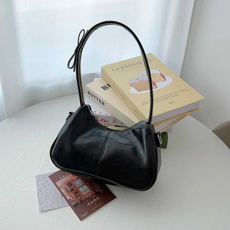 Wine Red PU Underarm Bag For Wen New Chic Bow Design Temperament Cmute e Shoder Handbag Fi Trend Party Small Bags Z241215