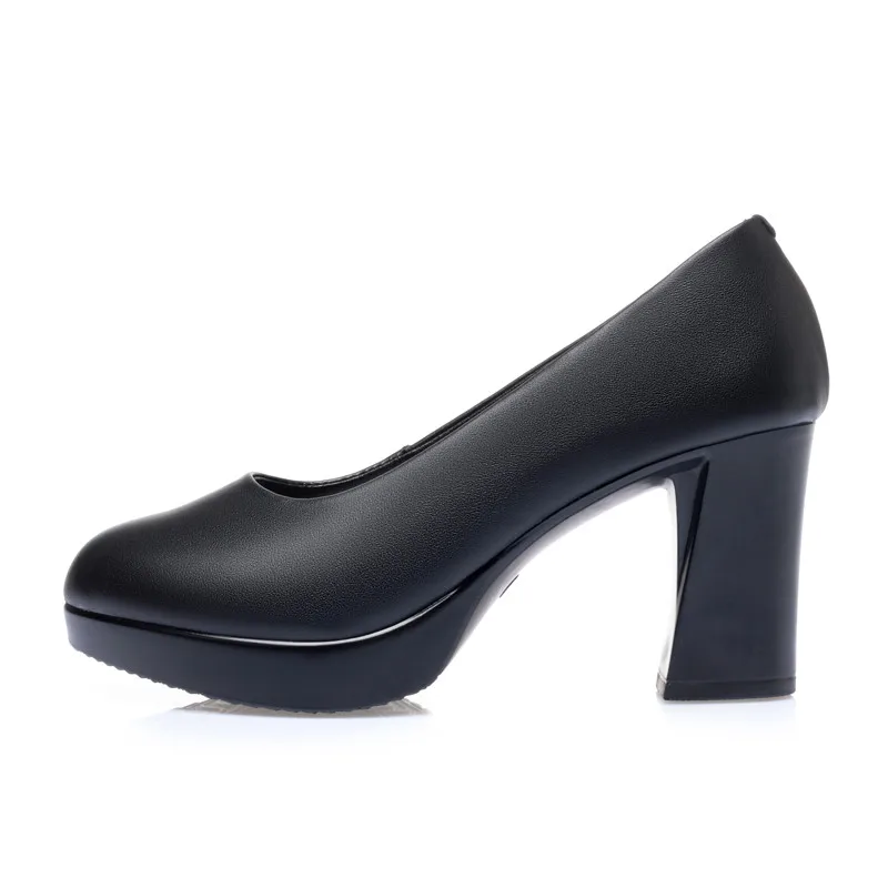 AIYUQI High Heel Women Shoes Spring Genuine Leather Fashion Large Size Thick Heel Women Dress Shoes