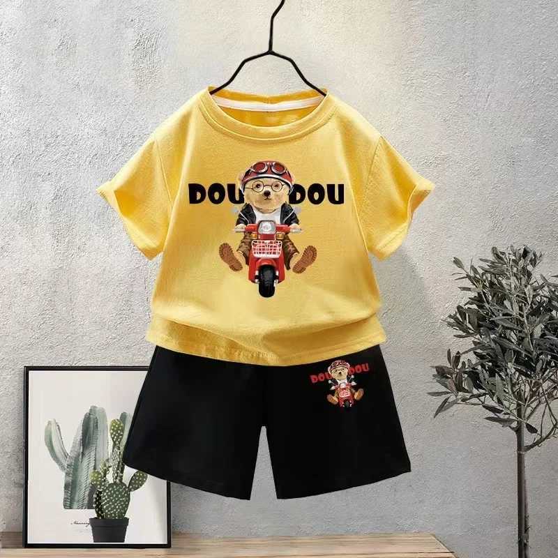 Clothing Sets Summer Baby Boy Clothes Set Printed Short Sleeve T-shirts and Shorts 2 Pieces Suit Casual Kid Children Girls Top Bottom Outfits H241214