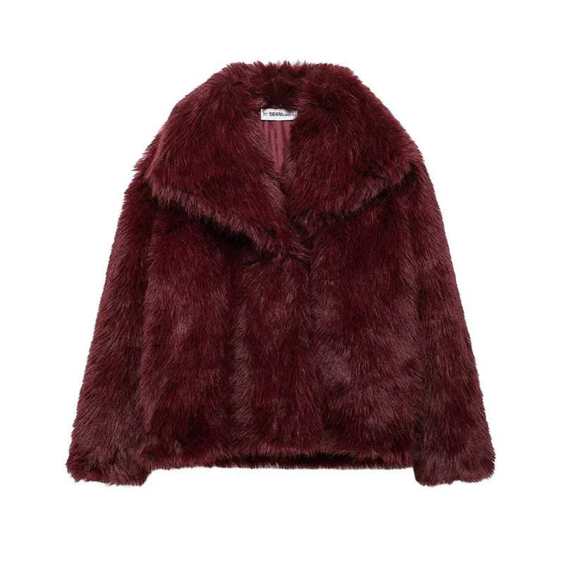 Willshela Women Fashion Solid Faux Fur Single Button Coats Vintage Lapel Neck Long Sleeves Female Chic Lady Outfits 241211
