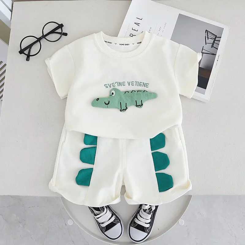 Clothing Sets Children Clothes Suit Summer Kids Boys Girls Cartoon Animal T Shirt Shorts 2Pcs/Set Kids Infant Clothes Toddler Sportswear H241214