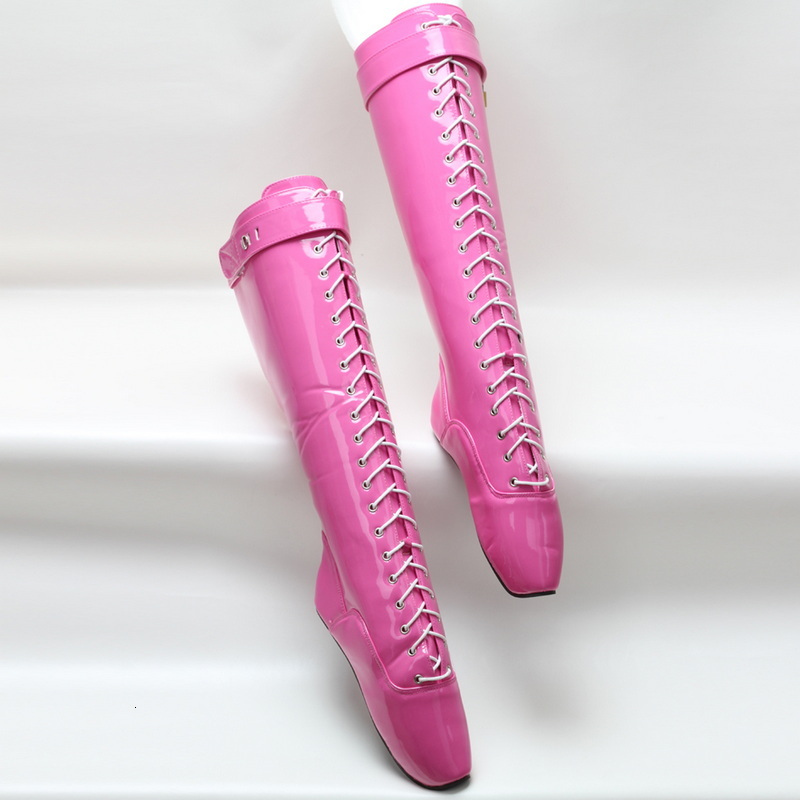 18Cm Hoof Heelless Women Knee High Ballet Boots,Fetish Dance Shoes,Men Cosplay Botas,Black,Peach,36-46,Custom Colors,Dropship