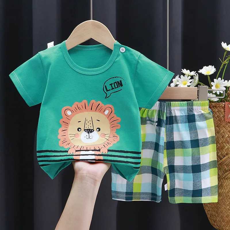 Clothing Sets Child Clothing Sets Boys Cartoon Print Tshirt Simple Fashion Tees Shorts New Cute Tops Tracksuits Kids Short Sleeve Tops Shorts H241214