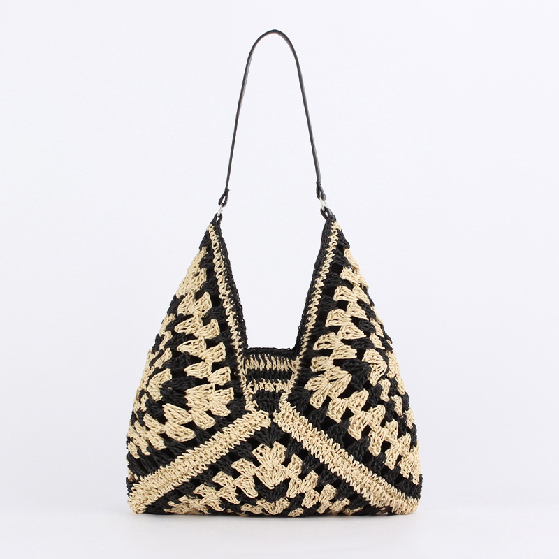 New Women's Handbag Large Capacity Retro Vacation Shoulder Bag Outdoor Leisure Handbag Designer Hollow Beach Bag Large Shopping Bag