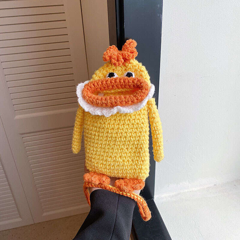 Cute quirky crossbody bag for women, autumn winter DIY handmade knitted yarn mobile phone bag, wholesale of finished products, 2024 new style, chic an