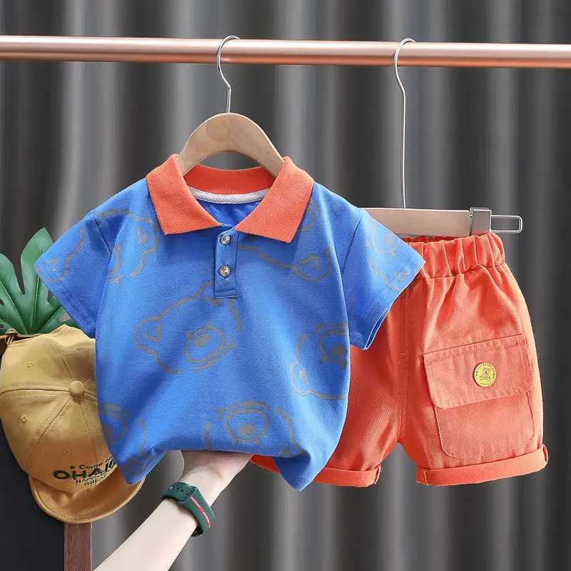 Clothing Sets New Summer Baby Clothes Suit Children Boys Girls Cartoon Bear T Shirt Shorts 2Pcs/Set Toddler Casual Clothing Kids Tracksuits H241214