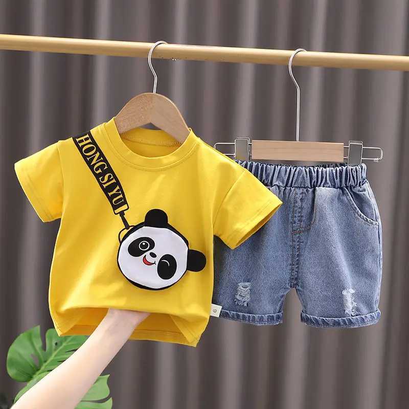 Clothing Sets NEW Baby Boys Summer Wear Newborn Children Clothing Boys Short Sleeve Cartoon T-Shirt Short Pants Tracksuit Suit 2pcs/Set H241214