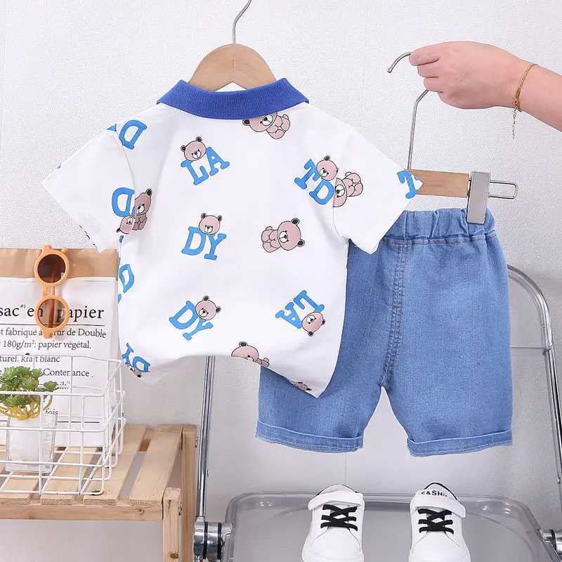 Clothing Sets Baby New Summer Cartoon Clothing Children Boy Girls cartoon Printe Bear T Shirt Shorts 2Pcs/sets Kids Infant Toddler Cacual H241214