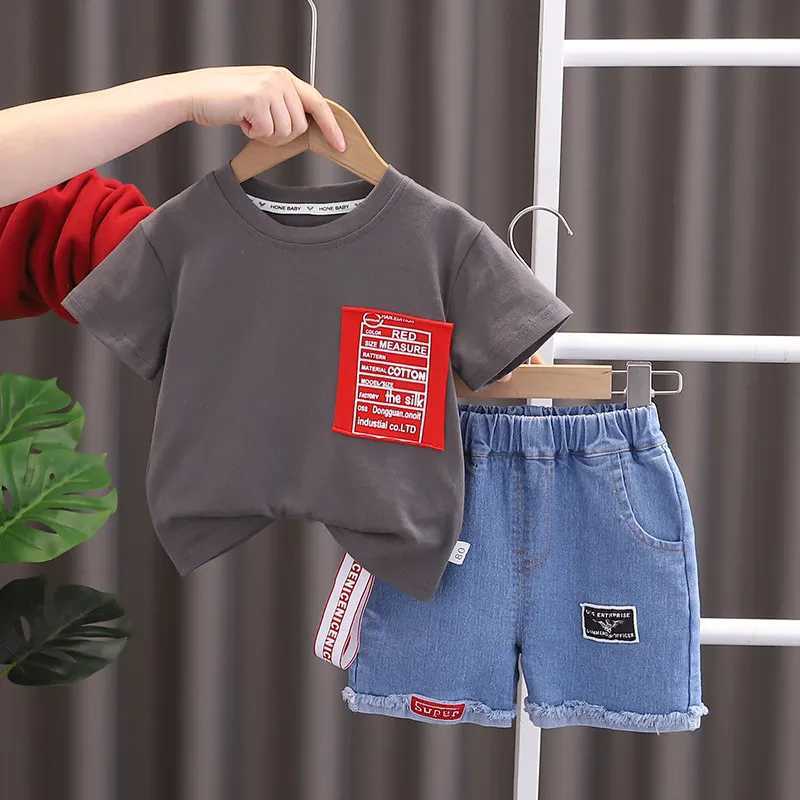 Clothing Sets New Baby Summer Clothing Toddler Children Boy Short Sleeve Causal Letter T-shirt Pants Fashion Infant Clothes 2pcs/Set Tracksuit H241214